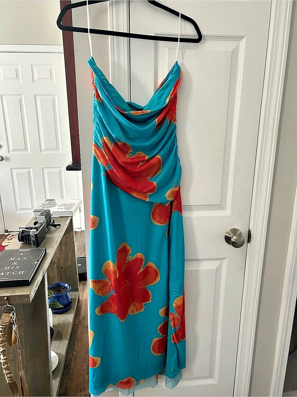 Princess Polly Katara Strapless Maxi Dress Blue & Red Size 10